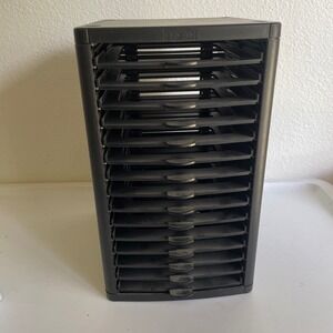 QUICDISC Jewel CD STORAGE RACK Holds 15 Pull Tray Case Tower Video Game BLACK